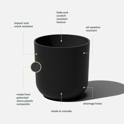 Veradek Round Black Plastic Planter Pots for Indoor/Outdoor Garden Use, with Drainage Holes