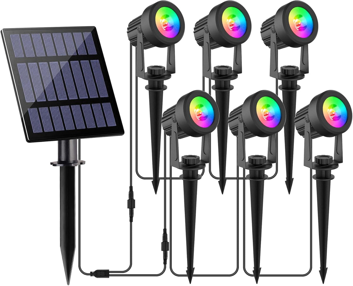 Halloween Solar Spot Lights Outdoor, Solar Color Changing RGB Landscape Lighting Waterproof Auto