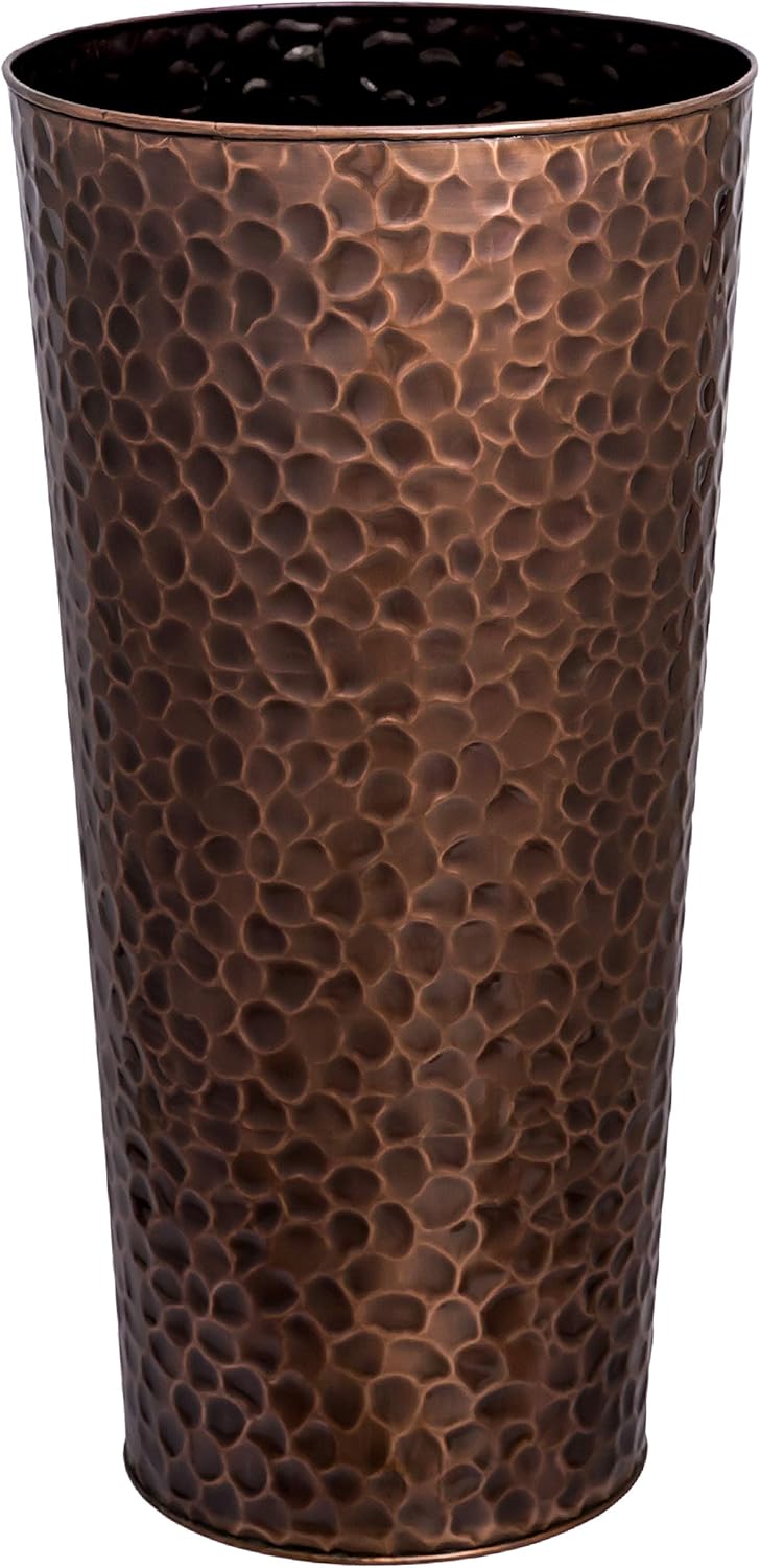 H Potter Large Tall Planter Pot Outdoor Indoor Copper Flower Decorative Weather Resistant Garden