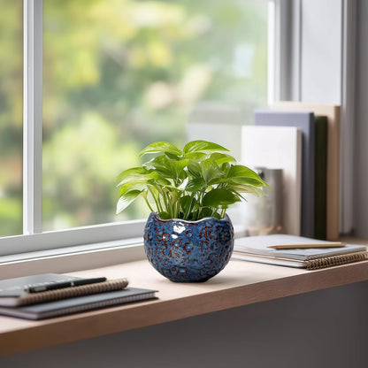 Ceramic Pots for Plants - 4 inch Plant Pots for Indoor Outdoor, Small Planter with Drainage Hole