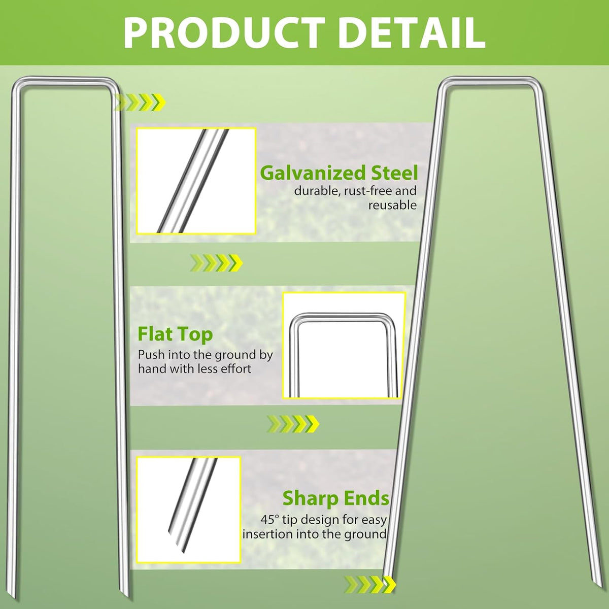 Landscape Staples 12 Inch, 200 Pack 8 Gauge Galvanized Garden Staples U-Shaped Landscape Stakes
