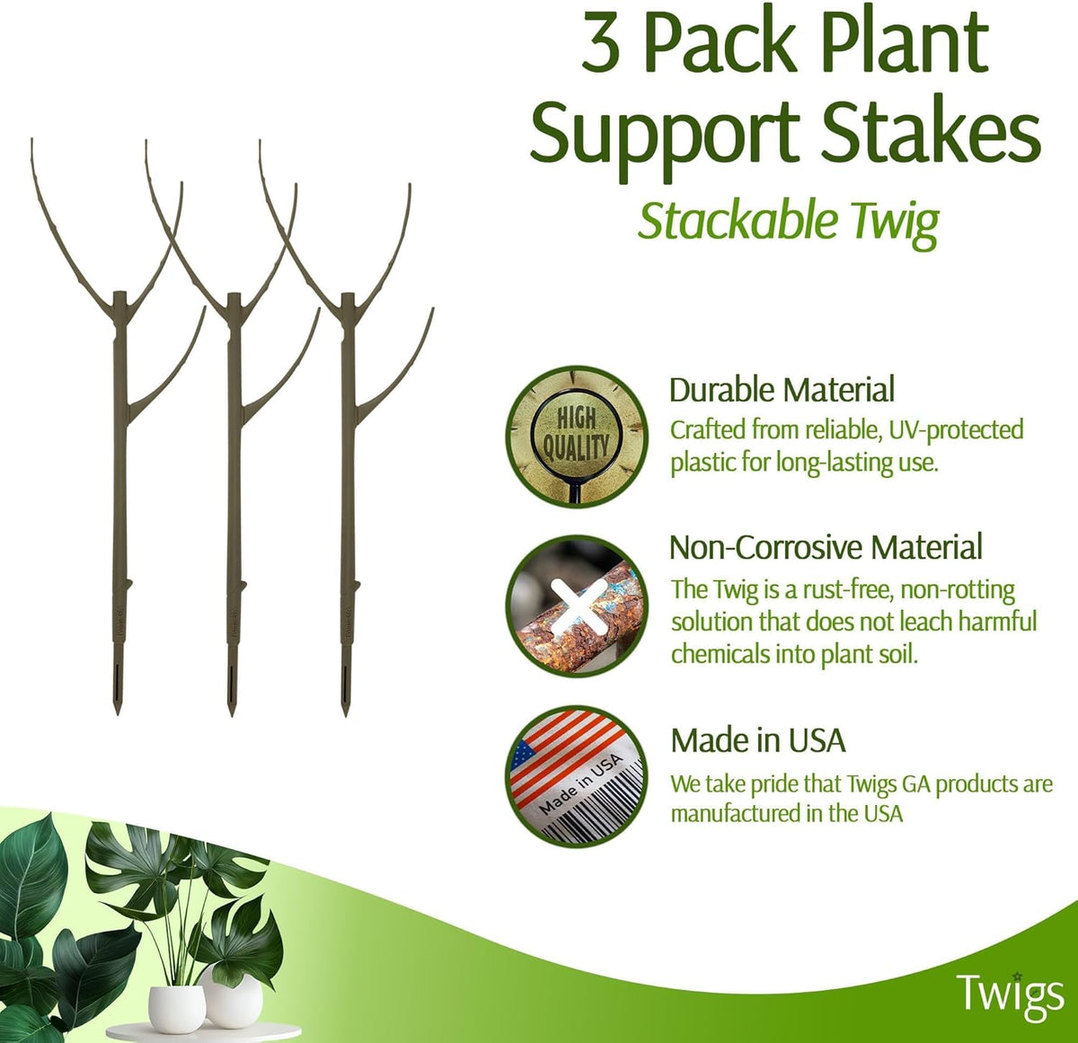 Stackable Plant Support Stakes, Stem Holder Structures for Indoor & Outdoor Use, Garden Accessories