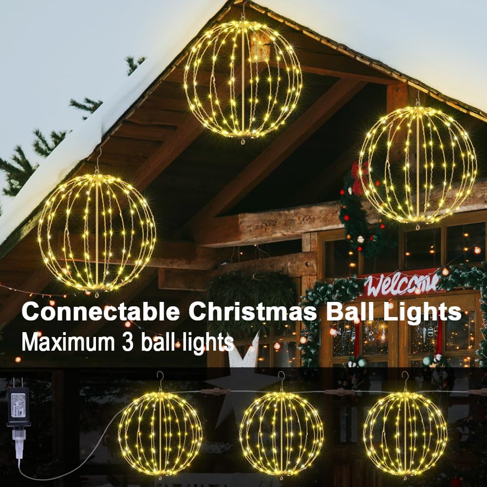 Lightshare 16IN 128LED Light Ball Yard Decoration Pathway Lights Sphere Light with Fold Flat Metal