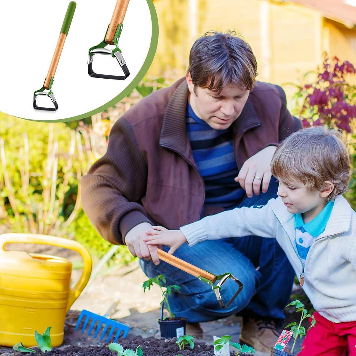 1 Pcs Mini Garden Hula Hoes for Weeding Long Stirrup Hoe Tools Scuffle Hoe Garden Tool for Lawn