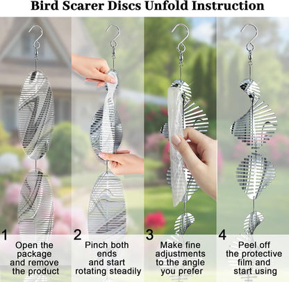 Bird Deterren for Outside Patio, High Reflective Fishbone Bird Scare Devices Wind Spinners Outdoor