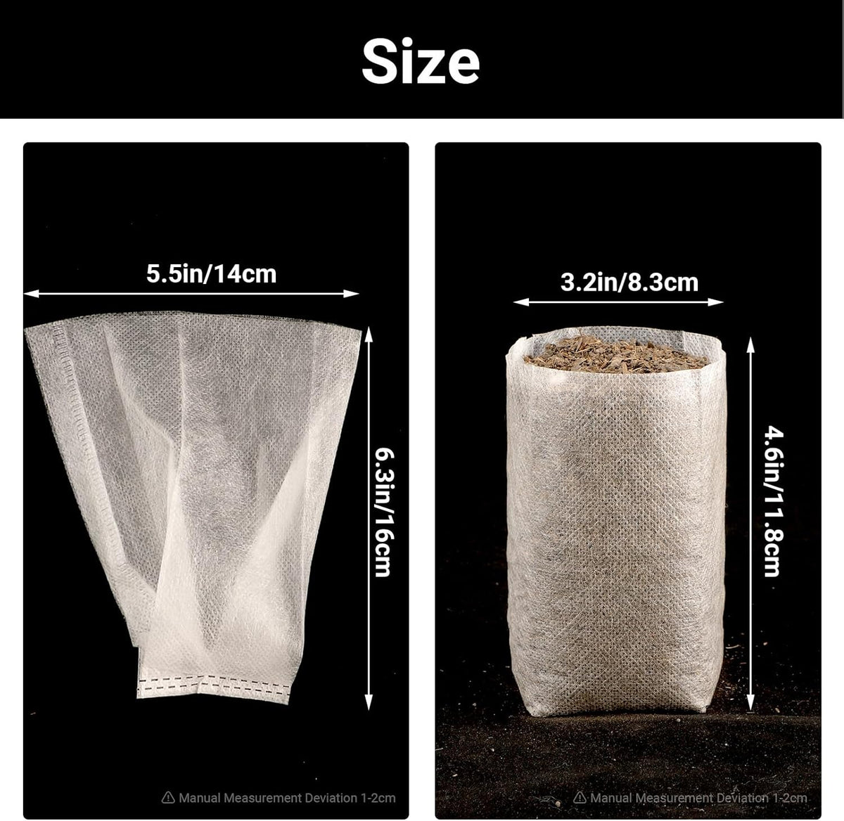Plant Grow Bags, 400pcs Plant Nursery Bag 5.5 x6.3 Inches, Fabric Seedling Pots Non-Woven Pouch for