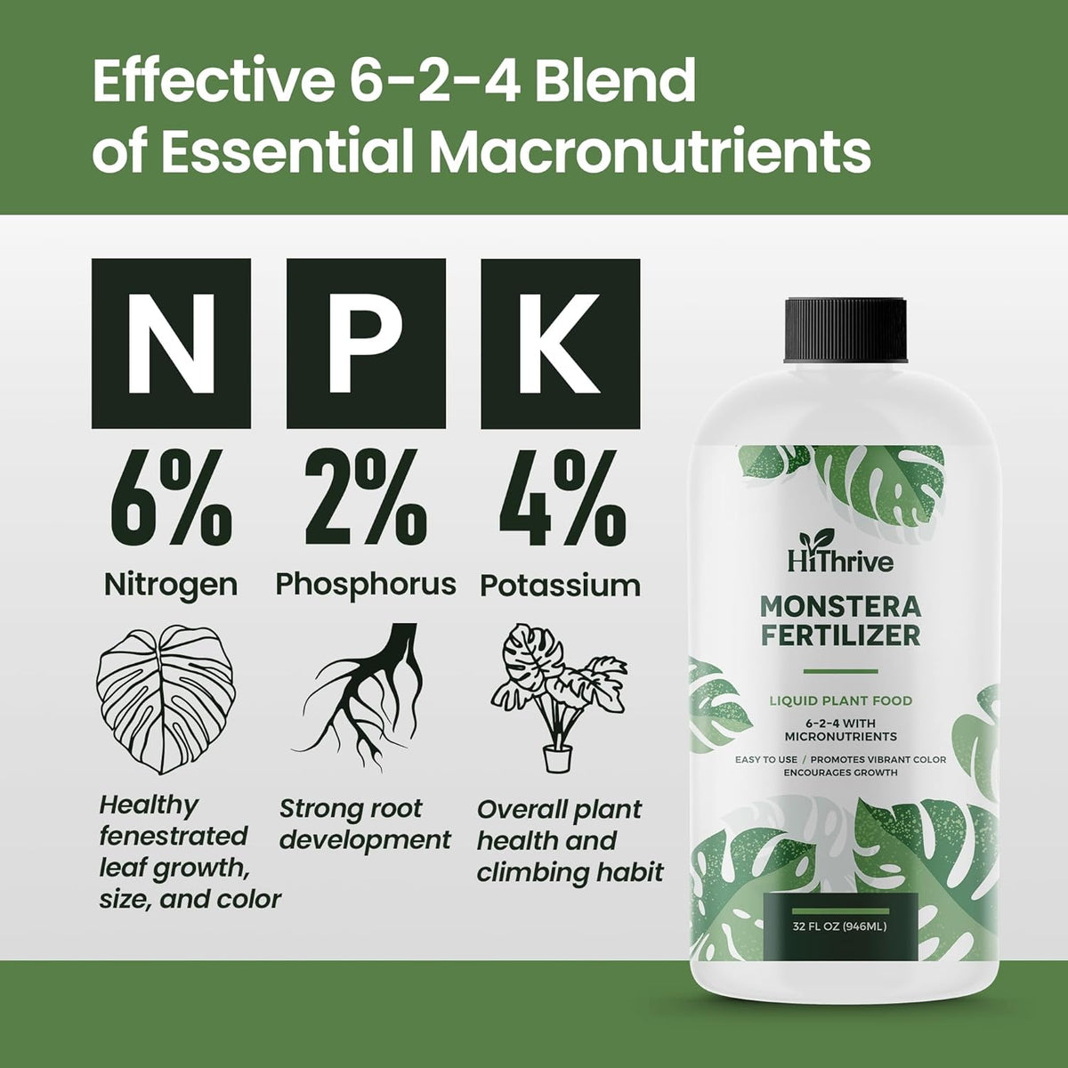 32oz Monstera Plant Food - Makes 192 Gallons of Monstera Fertilizer, Liquid Indoor Plant Fertilizer