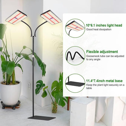 yadoker Grow Light for Indoor Plants,572 LEDs Full Spectrum Standing Plant Grow Light with 4/8/12H