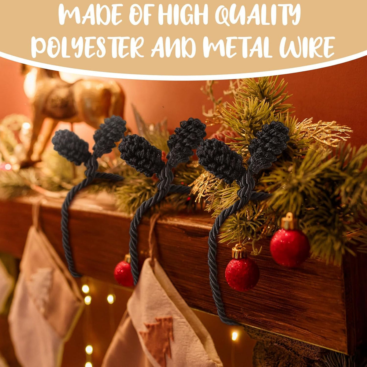 Shappy 12 Pieces Christmas Garland Banister Ties Christmas Decorative Reusable and Flexible Twist