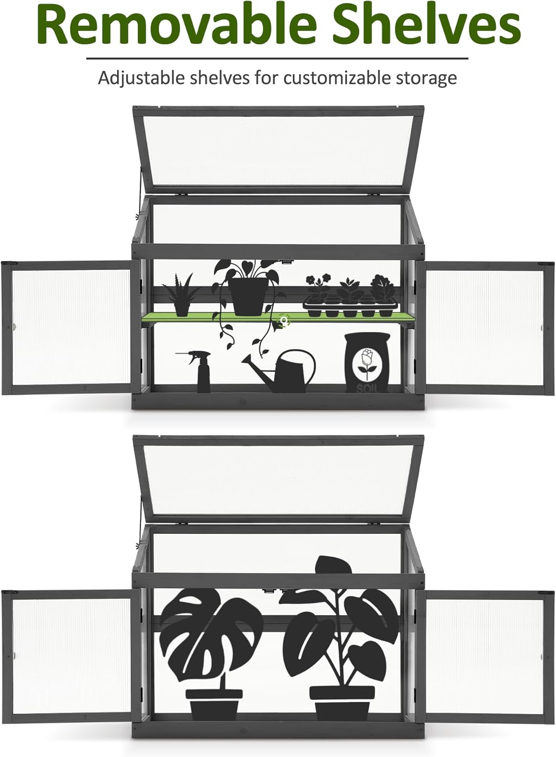MCombo 2-Tier Wooden Cold Frame Garden Greenhouse Raised Flower Planter Shelf Bed Protection