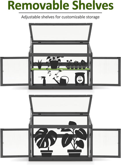 MCombo 2-Tier Wooden Cold Frame Garden Greenhouse Raised Flower Planter Shelf Bed Protection