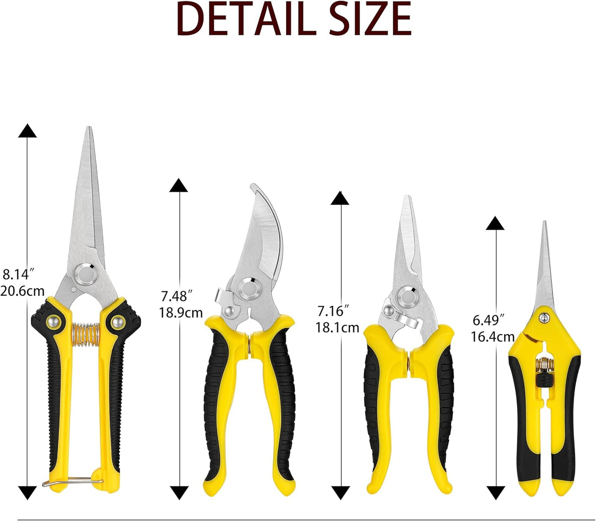 5 pack Garden Pruning Shears Stainless Steel Blades, Handheld Scissors Set with Gardening