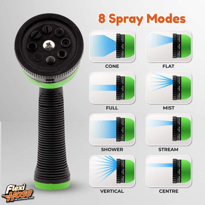 Flexi Hose with 8 Function Nozzle, 50FT - Lightweight Expandable Garden Hose, No-Kink Flexibility