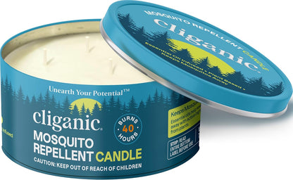 Cliganic Natural Mosquito Repellent Candle (Large 22oz) | Citronella, DEET Free, Essential Oil