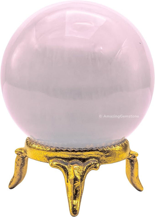 Amazing Gemstone Pink Calcite Crystal Ball with Stand - 2 Inches Crystal Sphere Meditation Balls