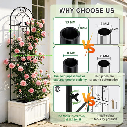 2 Pack 86.7" H x 19.7" W Metal Garden Trellis for Climbing Plants Outdoor, Black Lattice Panel