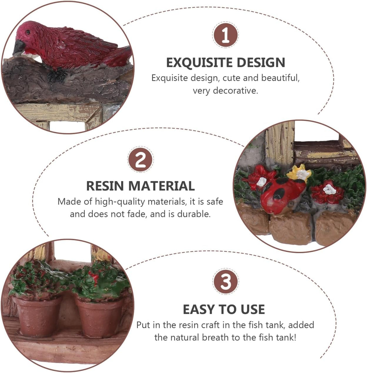 VOSAREA 4PCS Fairy Garden Windows and Door Set - Miniature Resin Gnome House Accessories for