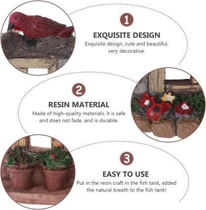 VOSAREA 4PCS Fairy Garden Windows and Door Set - Miniature Resin Gnome House Accessories for