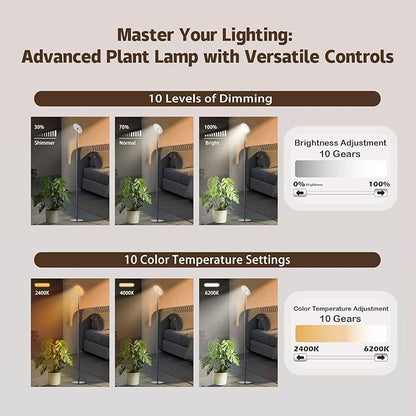 60W Full Spectrum LED Tall Grow Light, 85’’ Adjustable Standing Plant Light for Indoor Plants