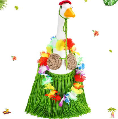 3 Pcs Summer Bikini Goose Outfit for 23'' Plastic or Cement Porch Goose Hawaiian Knitted Bikini