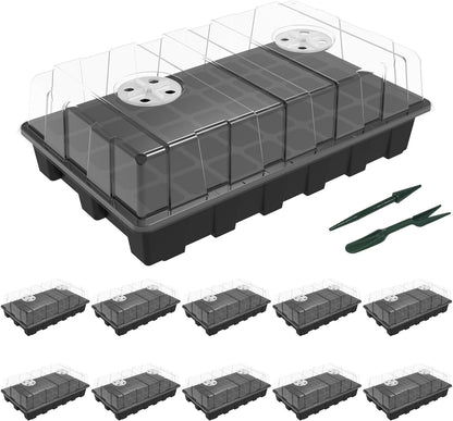 Gardzen 10-Set Garden Propagator Set, Seed Tray Kits with 400-Cell, Seed Starter Tray with Dome and