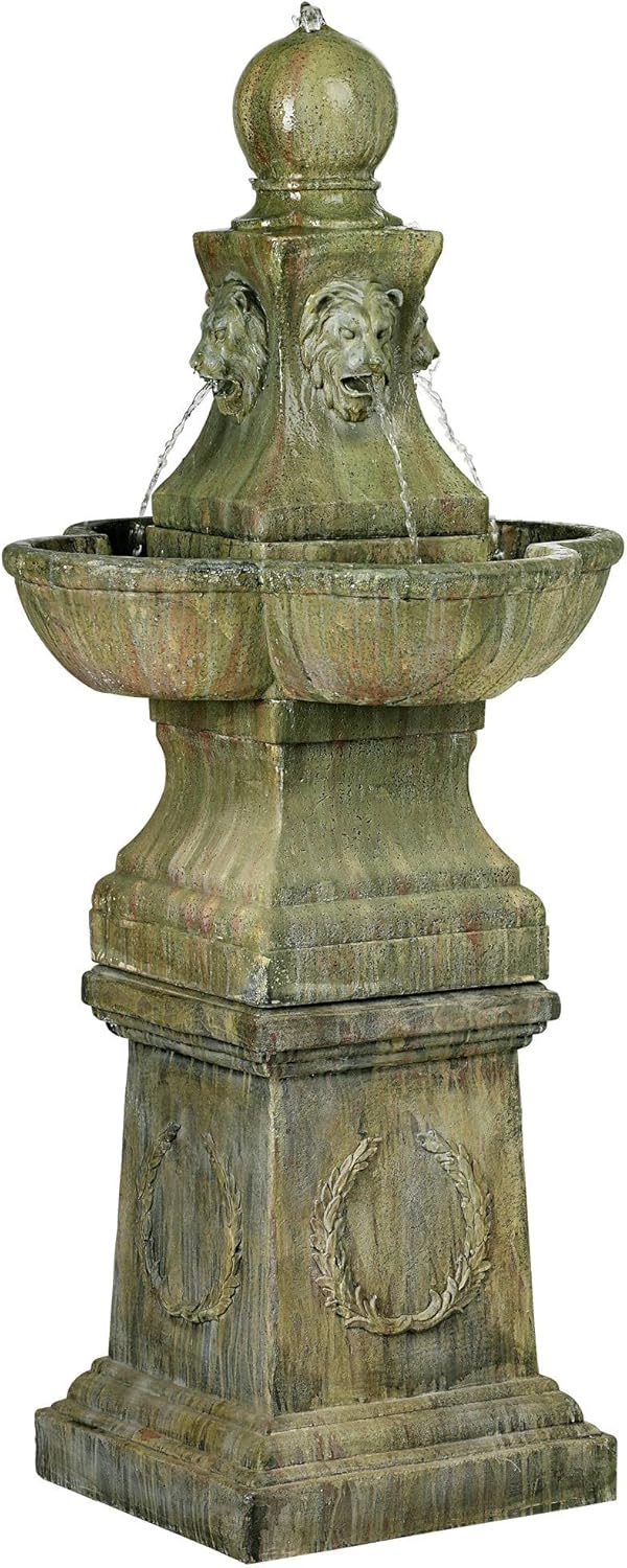Royal Lion 54" High Large Italian Outdoor Decor Faux Stone Floor Fountain Standing Pedestal Tall