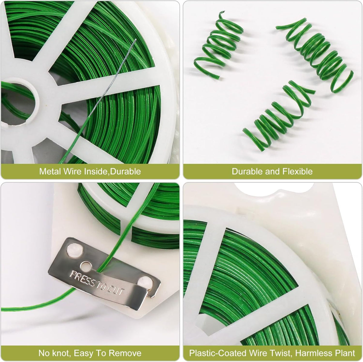 SumDirect Plant Ties,1312FT/400m Green Garden Twist Ties with Cutter for Gardening Plants Growth