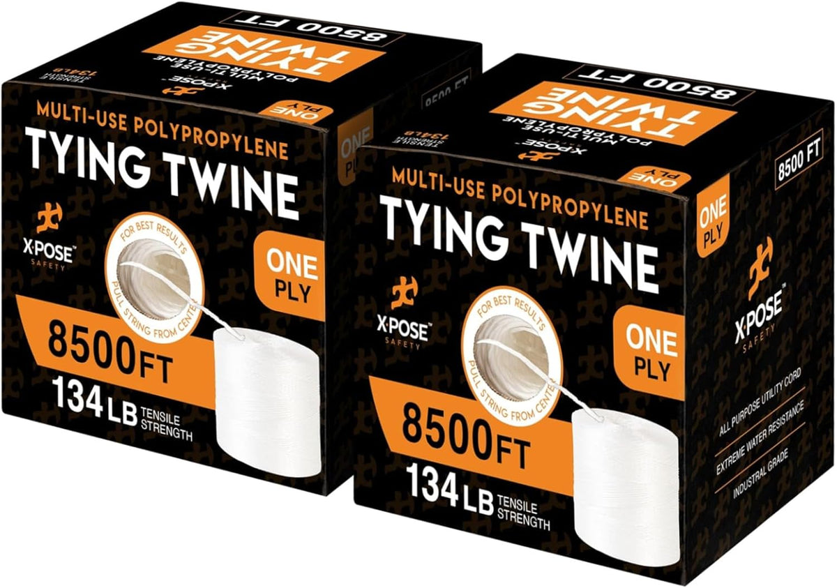Polypropylene Tying Twine - 1 Ply White Plastic Poly Twine String 8500' Roll - Soft On Hands
