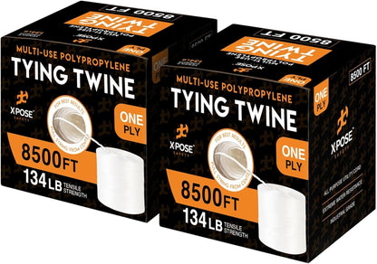 Polypropylene Tying Twine - 1 Ply White Plastic Poly Twine String 8500' Roll - Soft On Hands