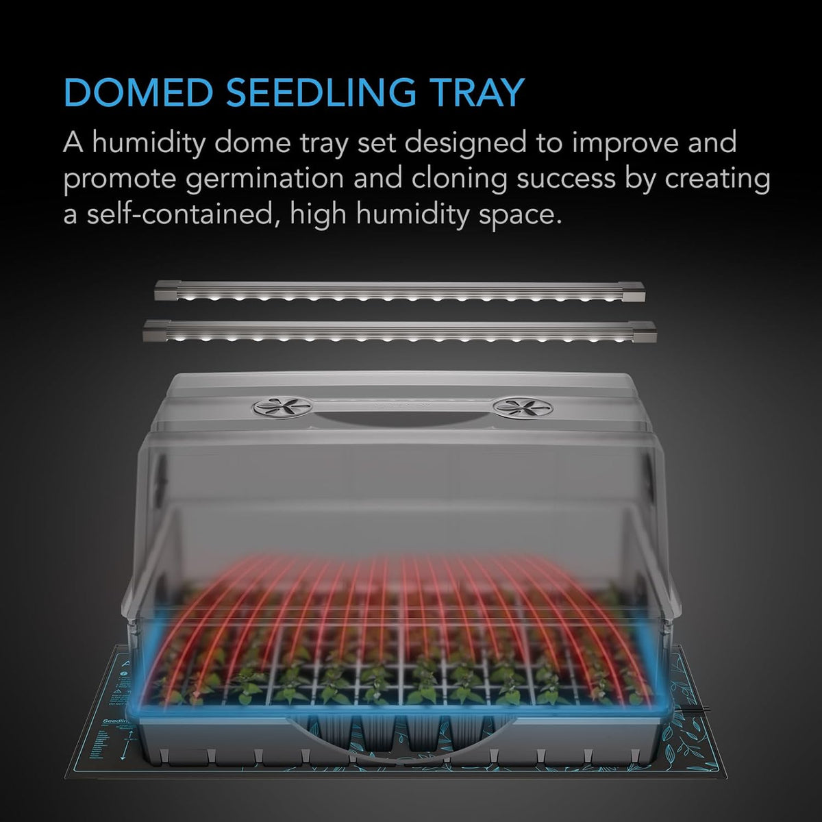 AC Infinity Heavy-Duty Large Humidity Dome 6x12 Germination Kit with Waterproof Seedling Mat, Full
