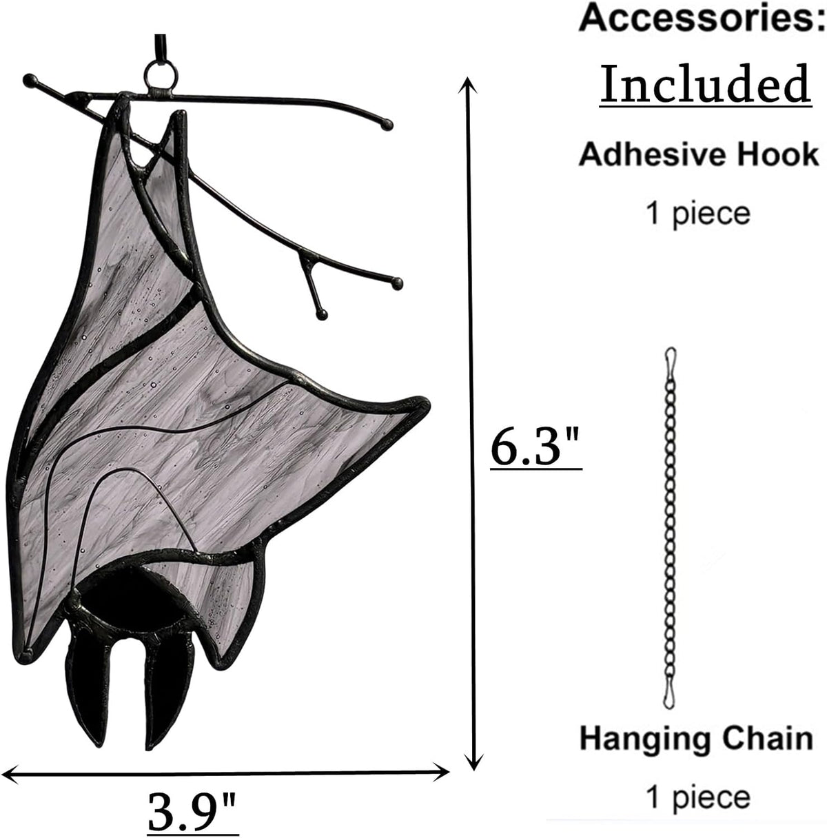 Stained Glass Bat Decor Window Hangings Ornament, Gothic Bat Suncatcher Halloween Decorations