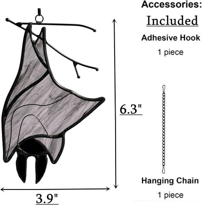 Stained Glass Bat Decor Window Hangings Ornament, Gothic Bat Suncatcher Halloween Decorations
