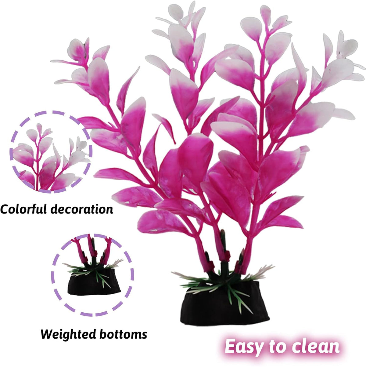 Fish Tank Decorations Plants with Resin Broken Barrel and Cave Rock View, 15pcs Aquarium