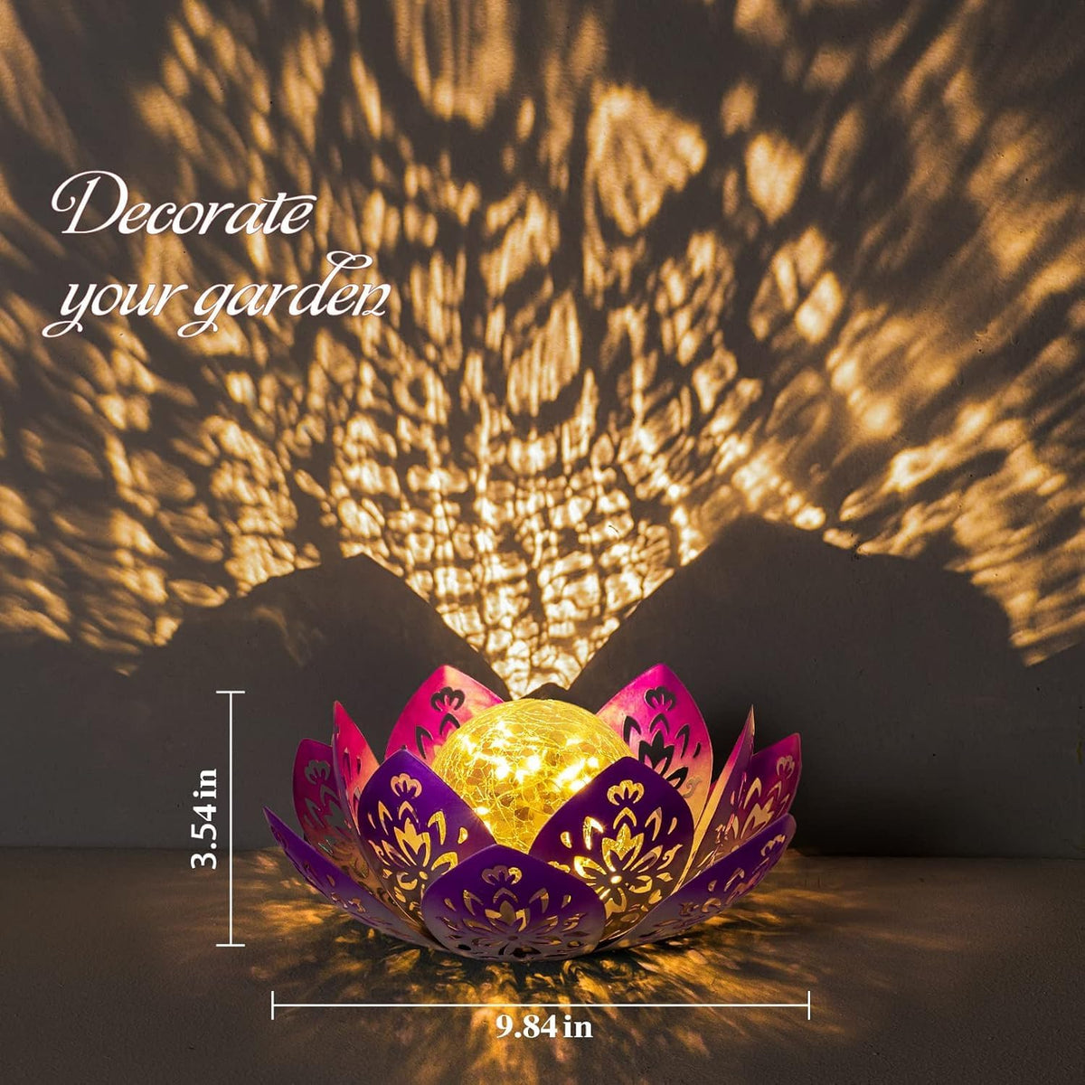 Huaxu Solar Garden Lights Outdoor Decorative - Bright Lotus Flower Table Lamp, Waterproof Solar