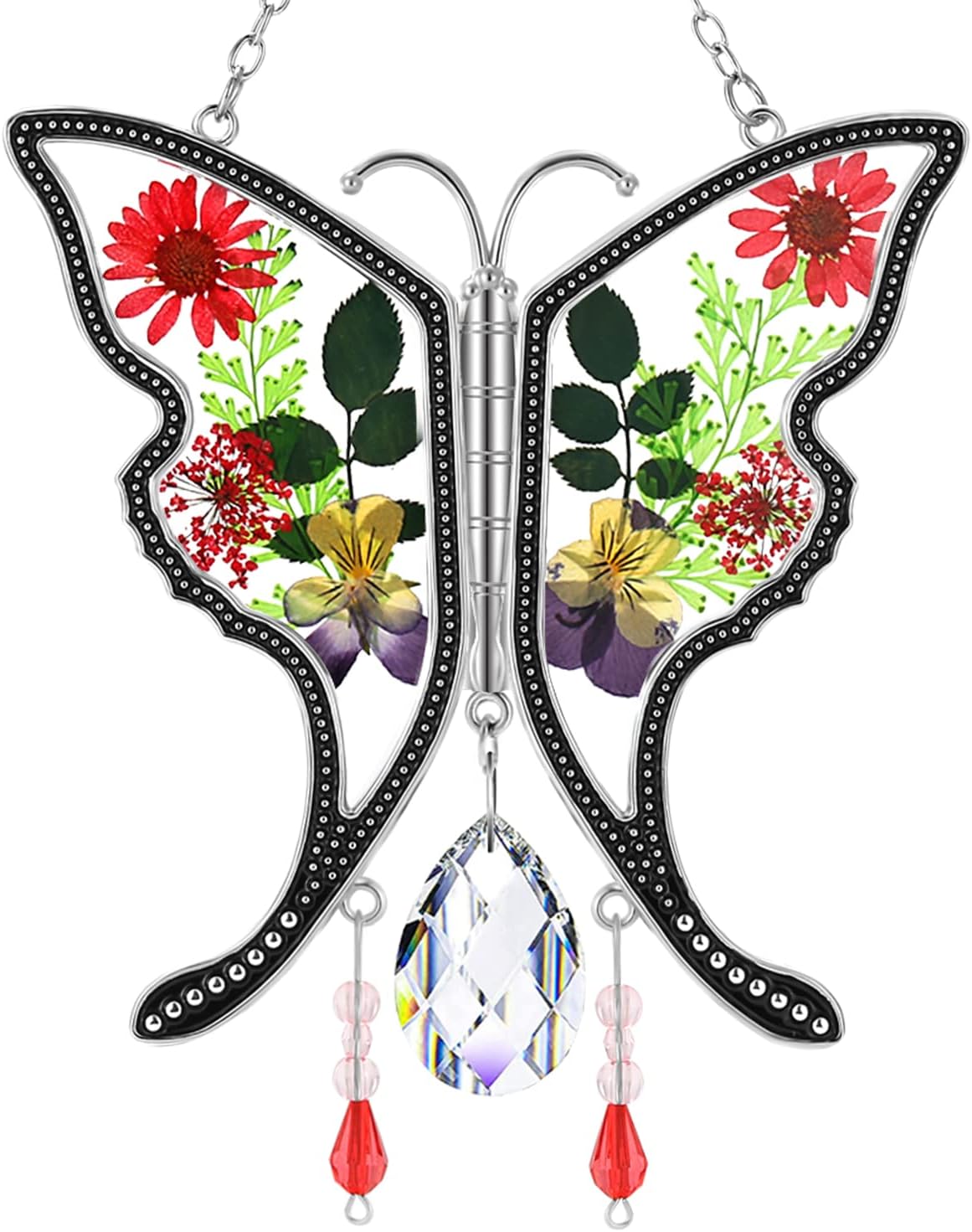 KY&BOSAM Butterfly Suncatcher Gifts for Mom Stained Glass Butterfly for Windows Hangings Wind Chime