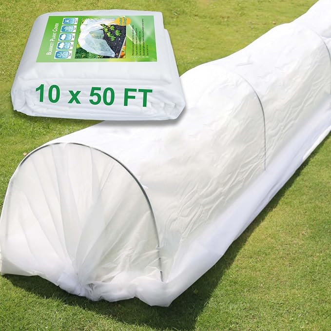 KLEWEE Plant Covers Freeze Protection 10 x 50 Ft, 1.05 oz/yd² Thicker Frost Cloth Plant Freeze