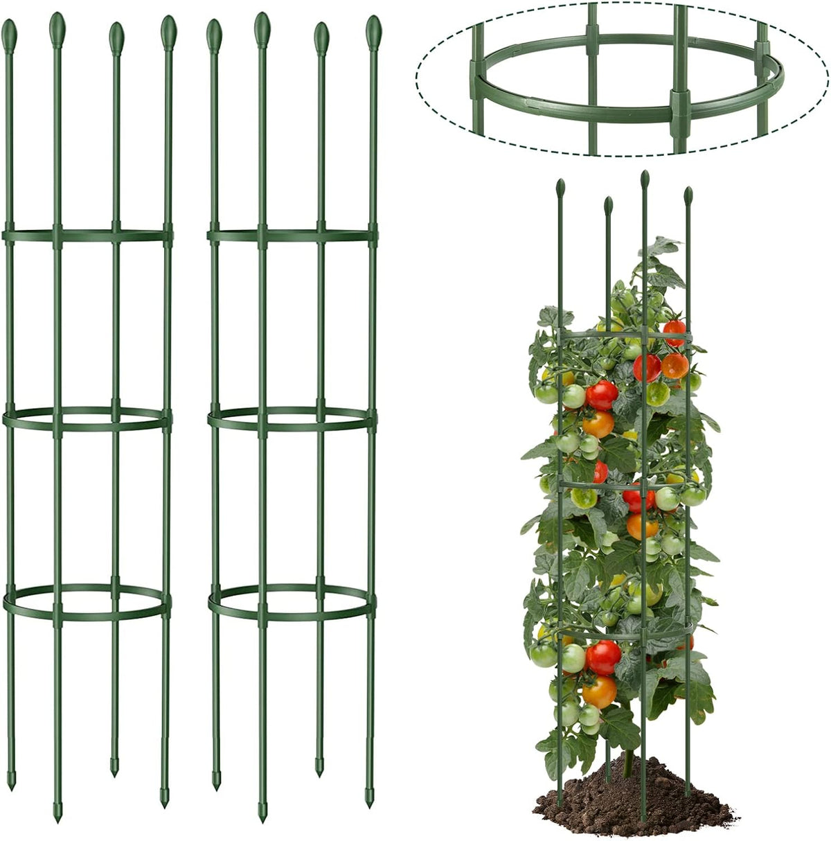 Garden Trellis, Tomato Cage Tall Plant Support Climbing Vines Flowers Stands Cucumber Trellis Plant