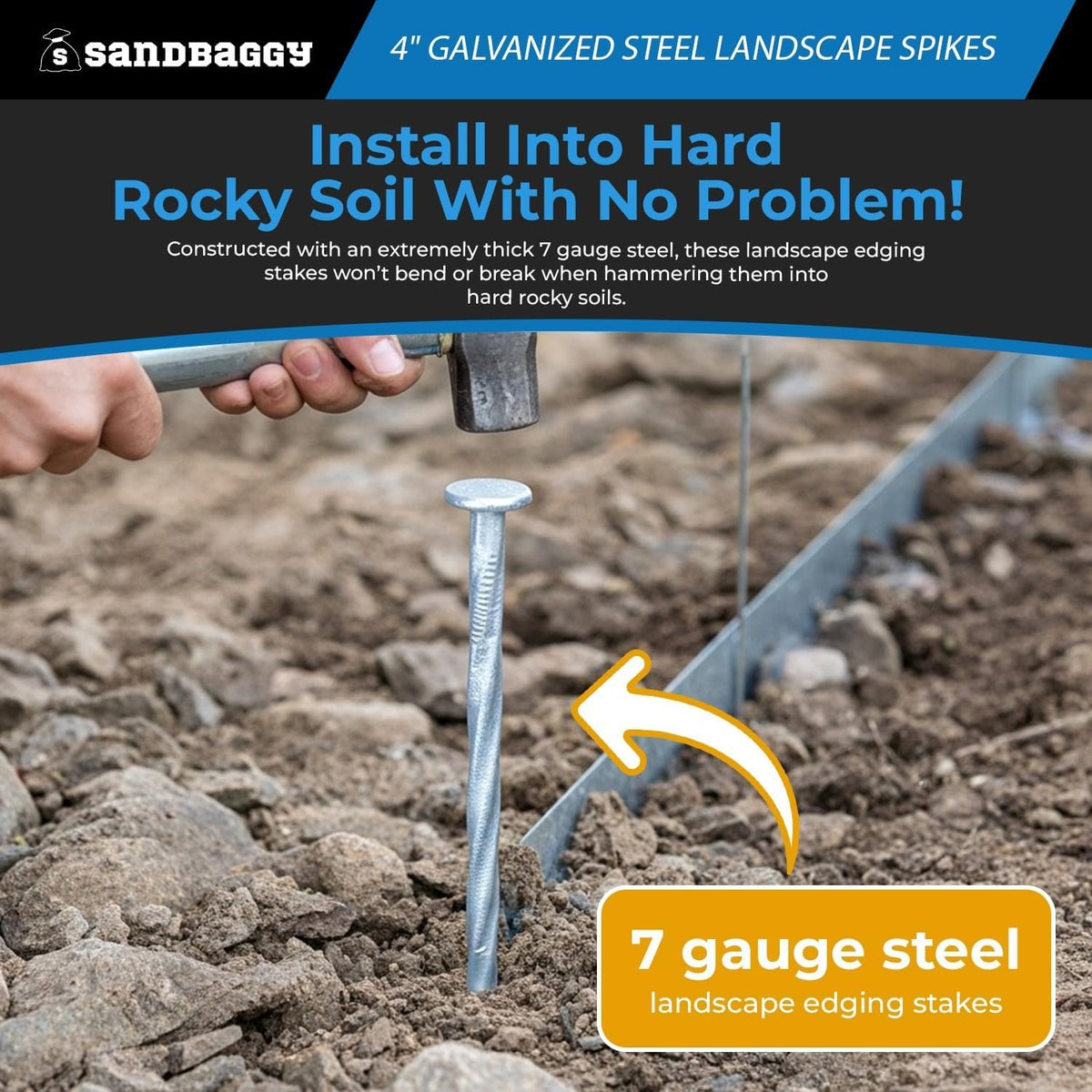 4 in. Galvanized Spiral Landscape Edging Spikes - 7 Gauge Steel (4 inch, 200, Count)