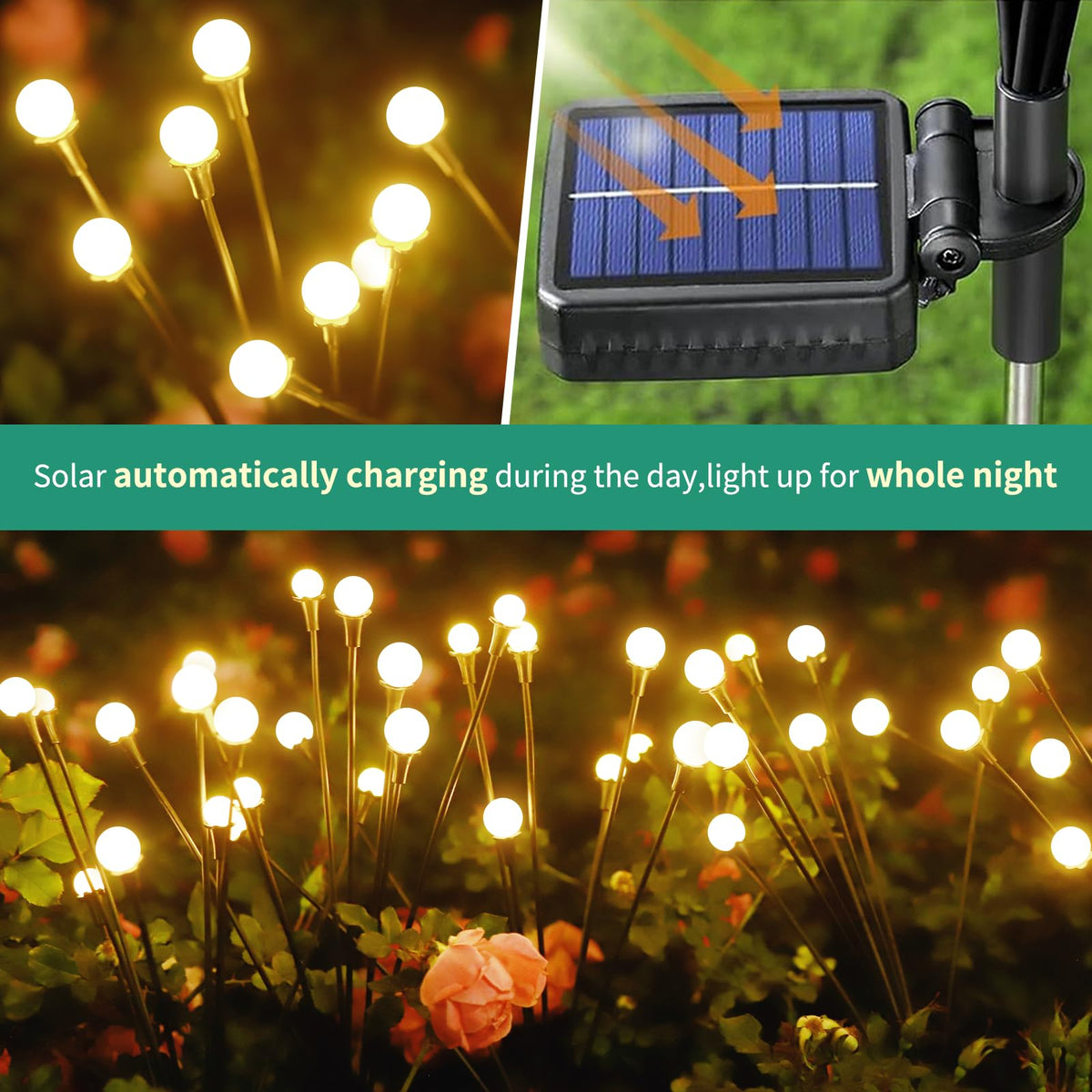 vignuto Solar Lights Outdoor Waterproof 4 Pack of 32 LEDs Garden Patio Firefly Decoration Unique