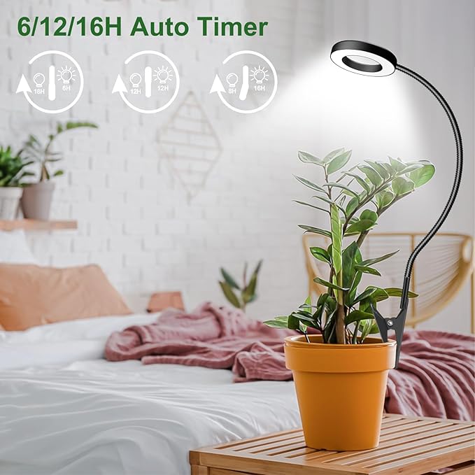 Wolezek 2 in 1 Grow Lights for Indoor Plants, 3 Colors Plant Lights with 360 Gooseneck, 48 LEDs