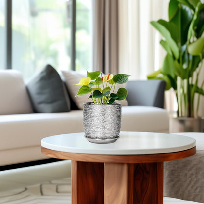 Ceramic Plant Pot 5 Inch - Indoor Planter with Drainage Hole and Saucer, Round Modern Flower Pot