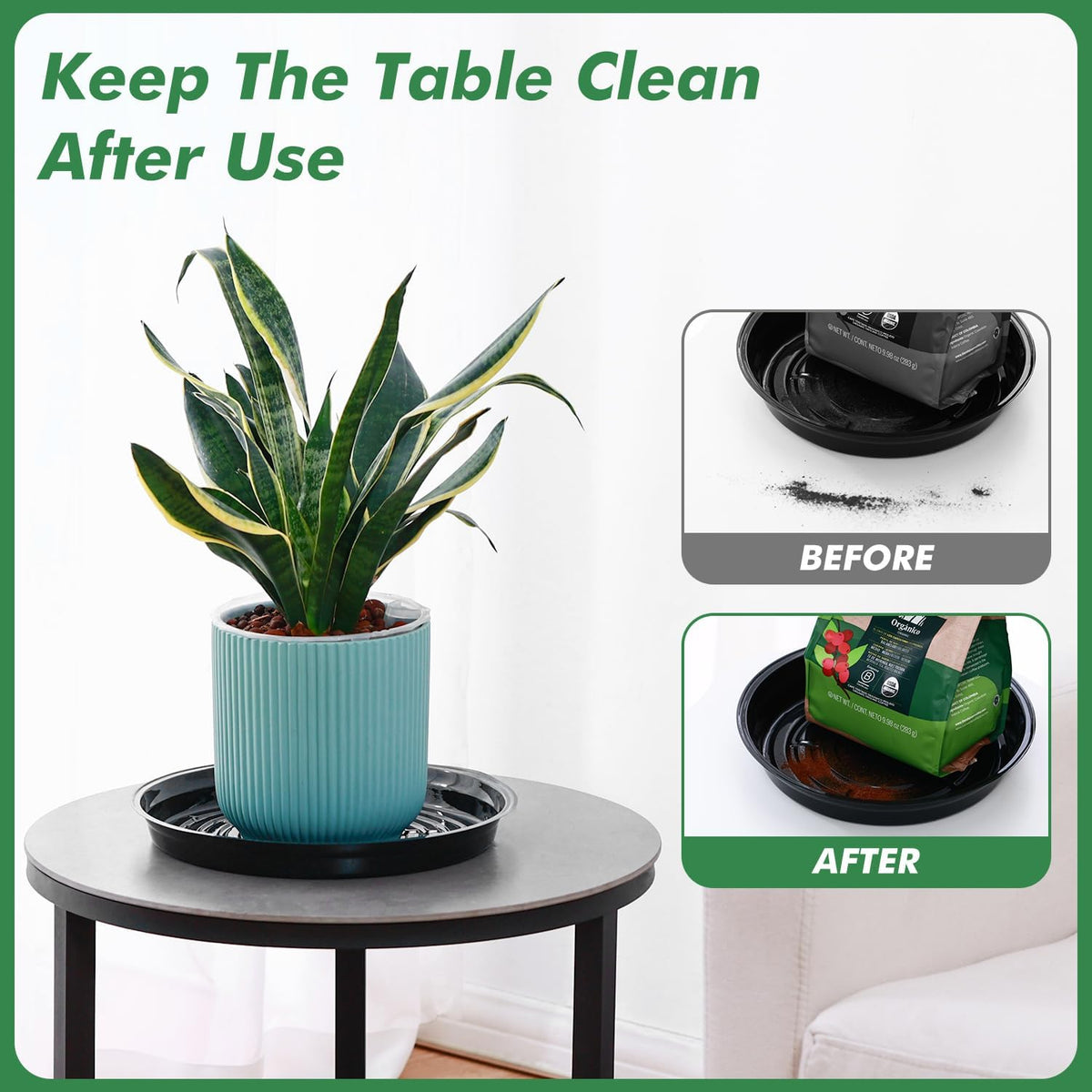20 Pack 6 Inch Plant Saucer, Black Plant Saucers for Indoors No Holes, Plastic Plant Saucer for