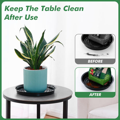 20 Pack 6 Inch Plant Saucer, Black Plant Saucers for Indoors No Holes, Plastic Plant Saucer for