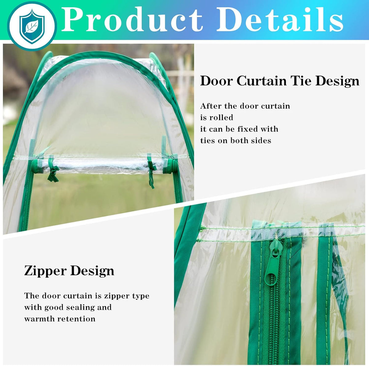 Pop Up Greenhouse Cover Transparent PVC Mini Greenhouse Outdoor with 4 Fixed Nails, Clear Portable