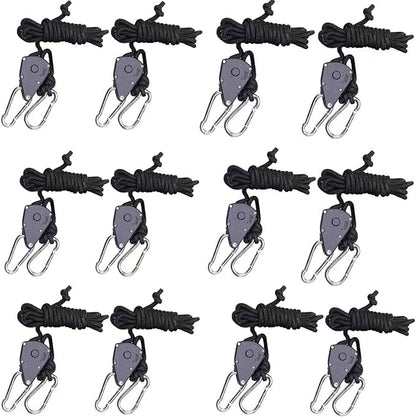 6 Pair of 1/8 inch Adjustable Rope Hanger Heavy Duty for Grow Light Rope Hangers Loose-Proof Design