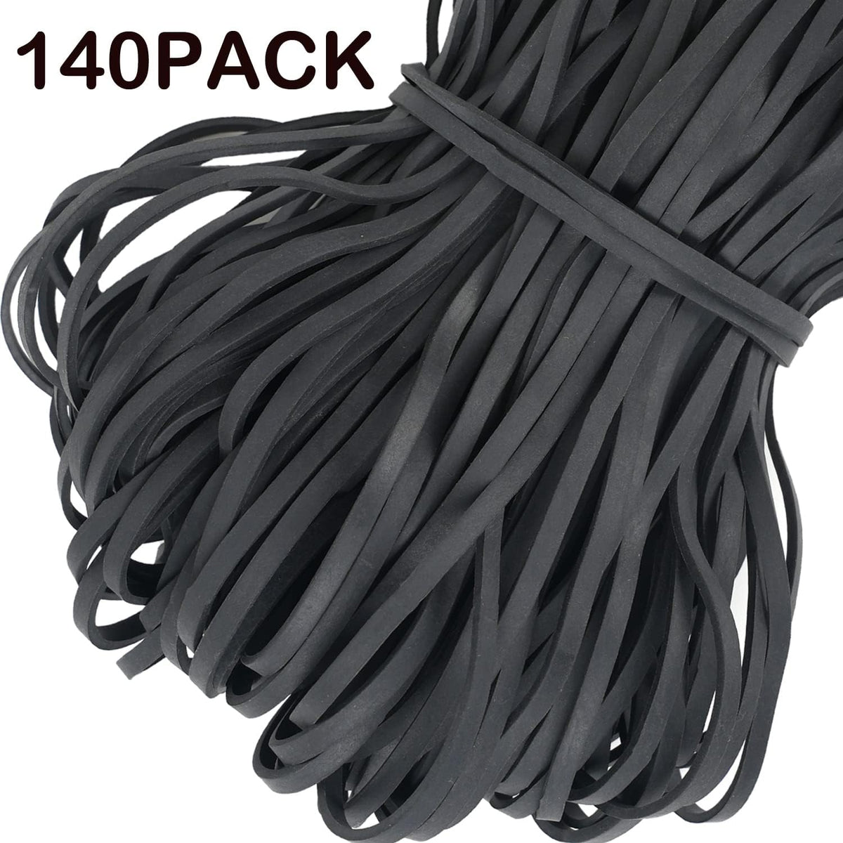 Black Heavy Duty Large Rubber Bands 140 Pack, Fits 8-33 Gallon Trash Cans, 7x1/8 Inches, Rubber