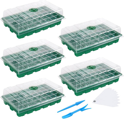 MIXC Seedling Trays Seed Starter Tray, 5-Pack Mini Propagator Plant Greenhouse Grow Kit with