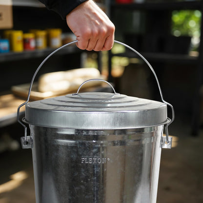 Plexon 6 Gallon Outdoor Trash Can with Lid Galvanized Metal Bucket with Locking Lid for Poultry