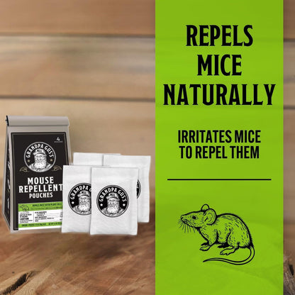 Grandpa Gus's Extra-Strength Mouse Repellent Pouches, Cinnamon/Peppermint Oils Repel Mice from