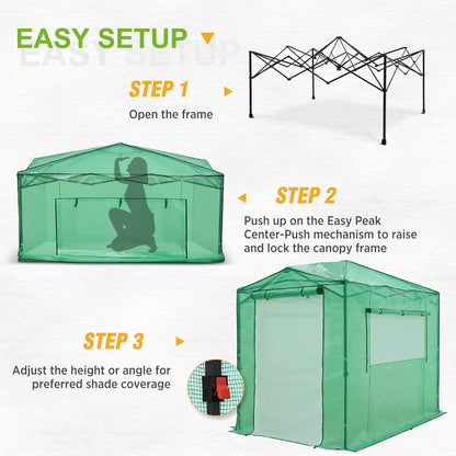 EAGLE PEAK 8x6 Portable Walk-in Greenhouse Instant Pop-up Indoor Outdoor Plant Gardening Green